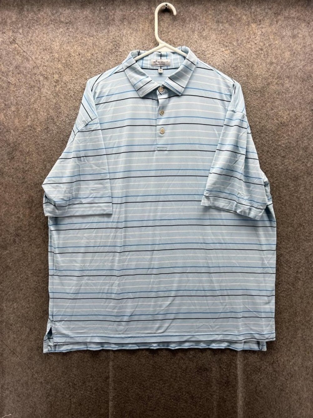 Peter Millar Polo Shirt Men XL Blue Striped Summer Comfort Golf Golfer Casual